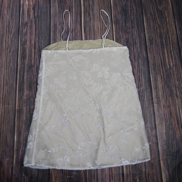 Lulus Dress Womens Medium Beige White Floral Embroidered Mesh Overlay Sleeveless - Picture 3 of 6